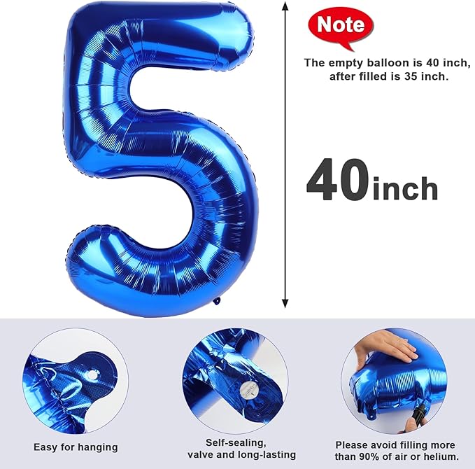 Numbers Balloon 3, 40 Inch Large Dark Blue Balloon for Three Year Old Birthday Decor, 3 13 30 31 Birthday Party Decorations for Wedding Supplies