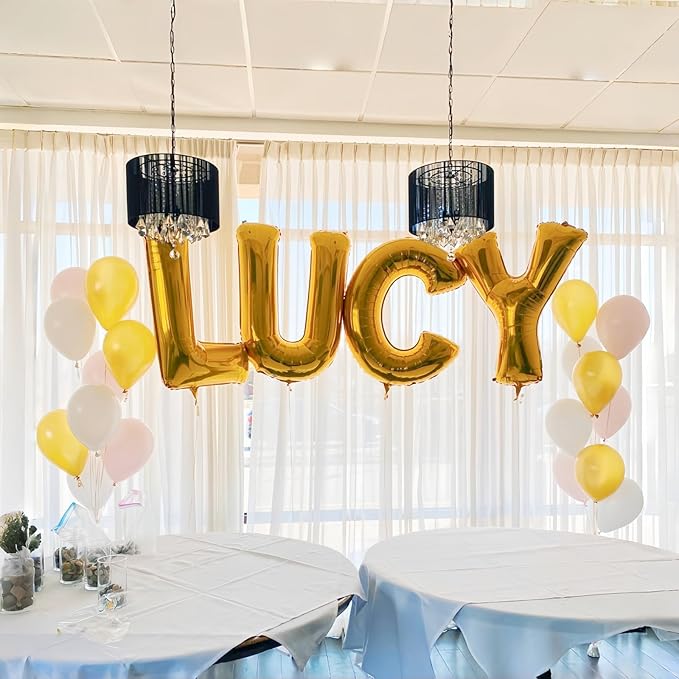 Giant C Alphabet Name Balloon, Gold Self Inflating Custom Letter Balloons Birthday Decor, 40 Inch Helium Mylar Foil Word Balloons Letters for Girls Men Anniversary Party Graduation Decoration Supplies