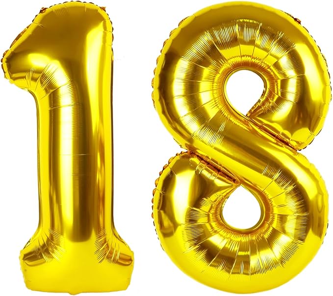 Helium Foil Gold Number 18 81 Balloon 40 Inch, Mylar Eight Numbers 18 81 Birthday Balloons, Gold 18 81 Women Men Anniversary Graduations Party Supplies
