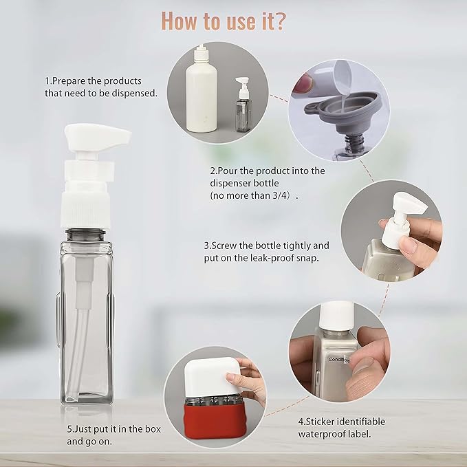 Bpluma Travel Bottles, Leak Proof Containers For Toiletries TSA Approved Airplane Accessories Kits For Liquid With Labels