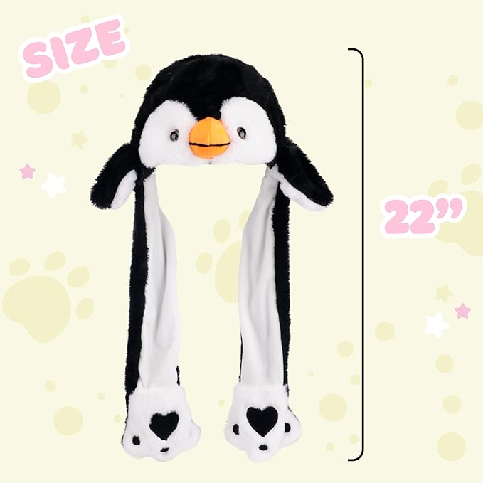 Animal Hat with Ears Moving Jumping Pop Up Beating Hat Plush Holiday Cosplay Dress Up Funny Gift for Kids