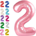 Big 40 Inch Pearlescent Pink 2 Number Balloon Birthday Decoration, Pearl Pink Number 2 Helium Balloons 12 20 22 23 24 26 28 32 42 Celebration, Boy Girl Baby Anniversary Party Graduations Supplies