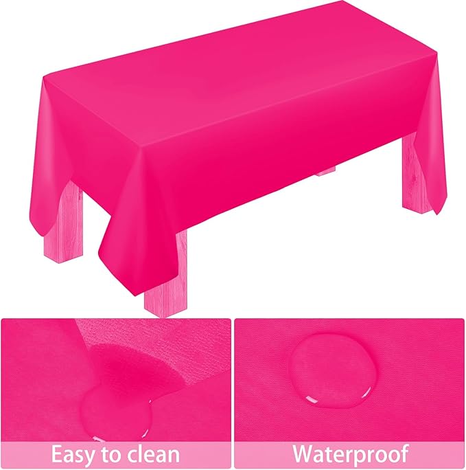 TWOWYHI 229PCS Hot Pink Party Supplies Set - Paper Disposable Plates Cups Plastic Spoons Forks Knives Napkins Serve 30 Guests