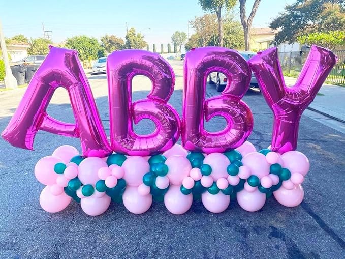 40 Inch Large Hot Pink Letter H Balloons Alphabet H Letter Balloons Foil Mylar Letter A Balloons for Birthday Party Anniversary New Year Graduation Wedding