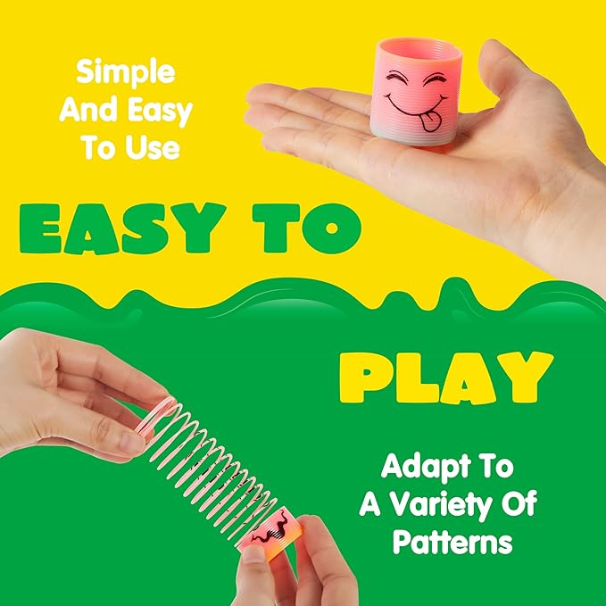 JOYIN 120 Pcs Spring Rainbow Party Favor, Mini Plastic Coil Spring Toy, Fidget Stress Coil Mini Springs Bulk Toys for Carnival Prize Birthday, Easter Goodie Bag Stuffers