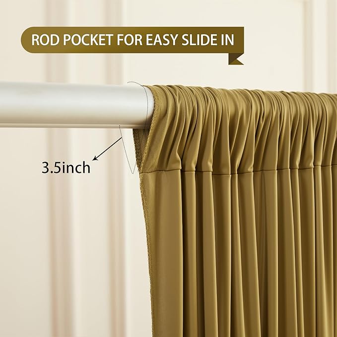 Gold Brown Backdrop Curtains-Wrinkle-Free Polyester Photography Drapes Party Curtain Background for Baby Shower Wedding Decorations- 8 X10FT (Brown)