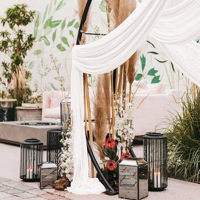 Ivory Wedding Arch Draping Fabric 30'' x 18FT 4 Panel Sheer Chiffon Arch Drapes for Easter Bridal Shower Baby Shower Photo Booth Church Decor Birthday Party Outdoor Decoration