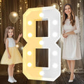 Pooqla 4 FT Light Up Marquee Numbers, Cool White and Warm White LED Large Lighted Marquee Numbers, Giant Mosaic Light Up Numbers for Balloons 8th 18th 80th Birthday Party Decoration, LED Number 8