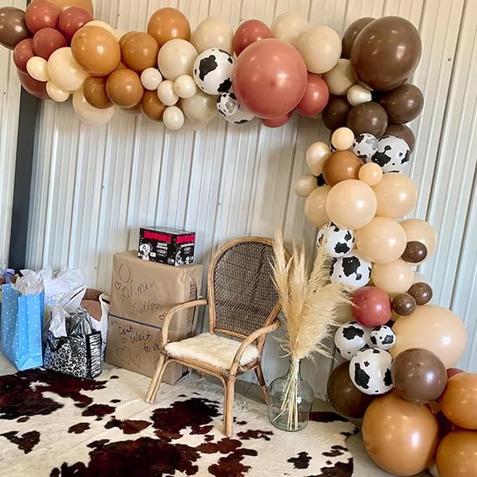 Cow Print Balloon Arch Kit, Dusty Pink and Brown Nude Balloon Garland Farm Cowgirl Western Balloons with Disco Ball Balloons for Rodeo Birthday Party Decorations Wild West Bachelorette Cowgirl Party