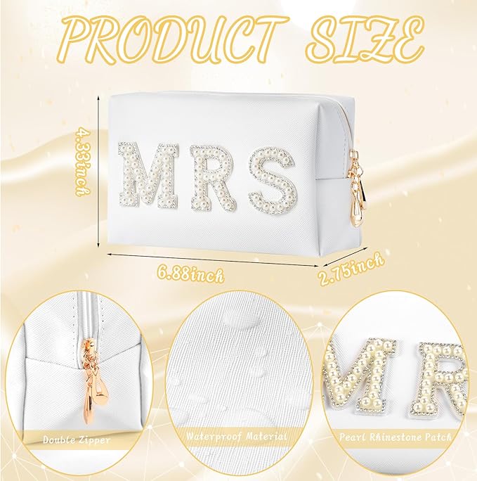 Generic Bride to Be Gift Set, Bridal Shower Gift, MRS Gifts, Bachelorette Gifts for Bride, Bride Slippers I Do Slippers Bride Makeup Bag MRS Makeup Bag Bride Cosmetic Bag Bride MRS Patch, 8.5-9.5