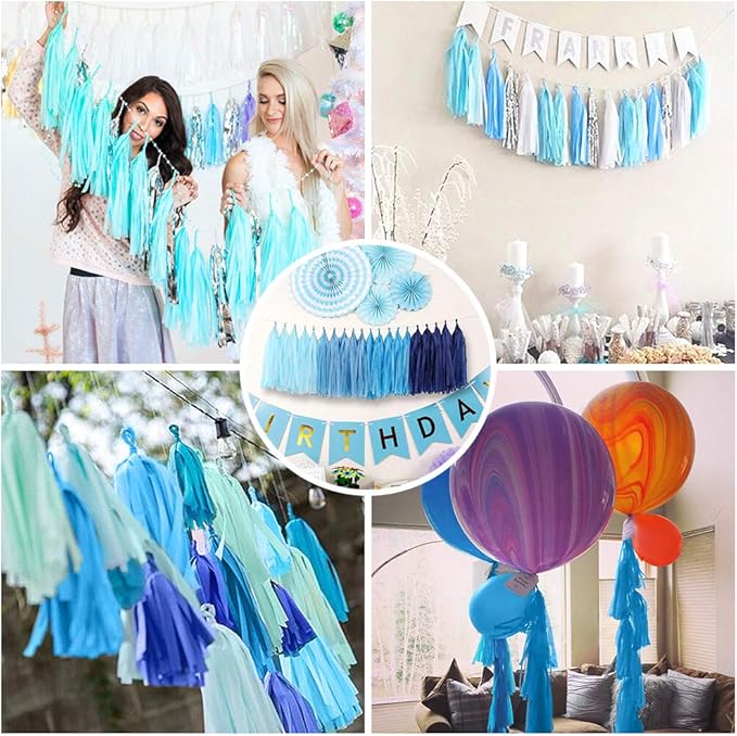 Yellow Tissue Paper Tassel Garland DIY Hanging Paper Decorations for Party, Wedding, Festival, Baby Shower - 20PCS (Deep Yellow-35CM)