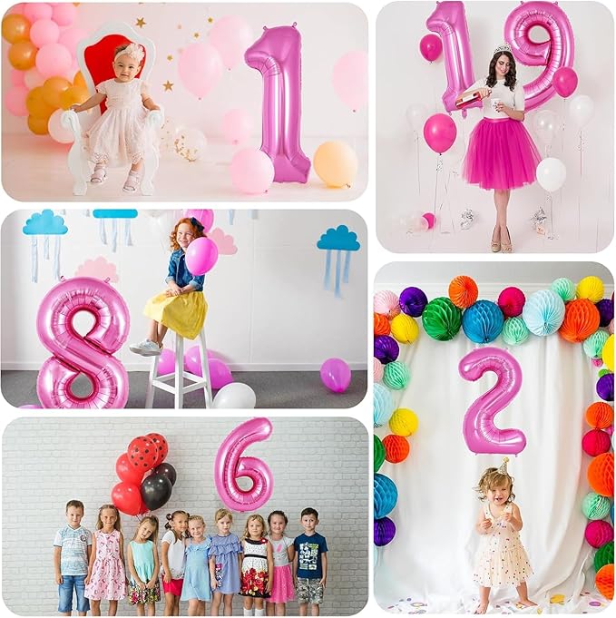 Pink Number Balloons, Large Hot pink Number 2 Balloon 40 Inch Pink 2 Balloon for Men Women Boys Girls 2nd Birthday Party Decoration