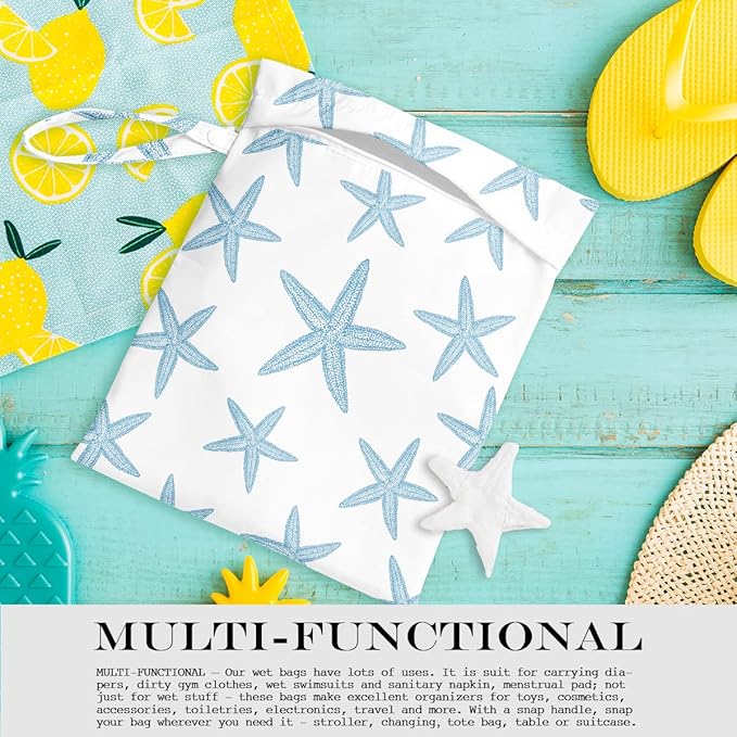 Wet Bag, Wet Dry Bag, Wet Bag for Swimsuit Travel Beach Pool Dirty Yoga Gym Clothes Makeup Bag Beach Wedding Supplies Waterproof Reusable Shell Pearl Starfish Gifts