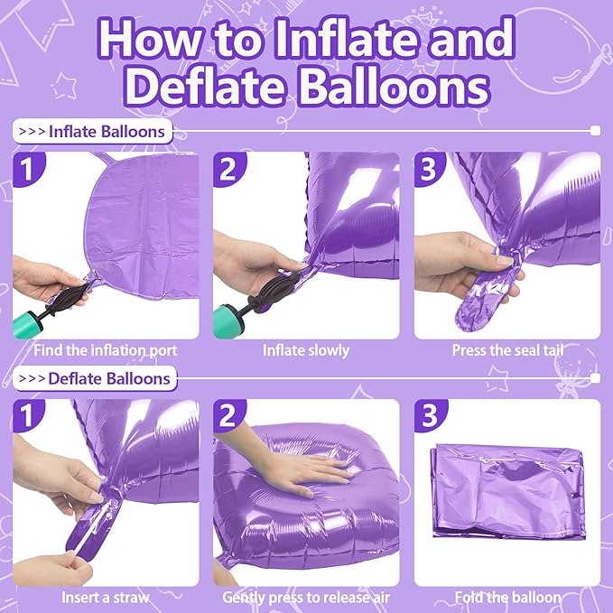 NISOCY 25PCS Purple Square Foil Balloons Wall Backdrop Double Sided Light Purple Balloons Tunnel Arch Kit for Baby Shower Birthday Wedding Easter Party Decoration