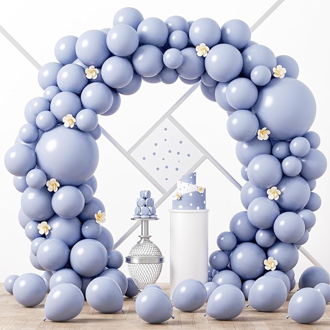 90pack Dusty Blue Balloons Different Size 18/12/10/5 Inch Dusty Blue Balloon Garland Arch Kit for Graduation, Wedding, Birthday, Baby Shower, Anniversary Party Decorations