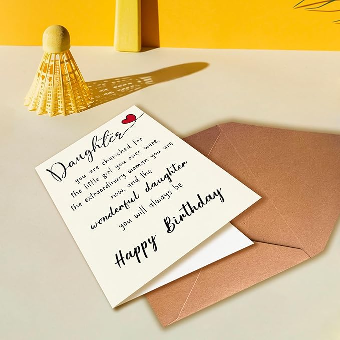 Cute Birthday Cards for Daughters from Mom and Dad, Journey from Girl to Woman, Wonderful Daughter (To Be Cherished Forever) Envelope Filled with Love