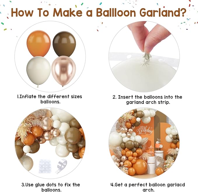 Paready Orange Balloon Arch Kit, 97 Pcs Orange Sand White Balloon Garland Kit Metallic Champagne Gold Balloons Beige Brown Latex Balloons for Neutral Party Birthday Fall Thanksgiving Baby Shower