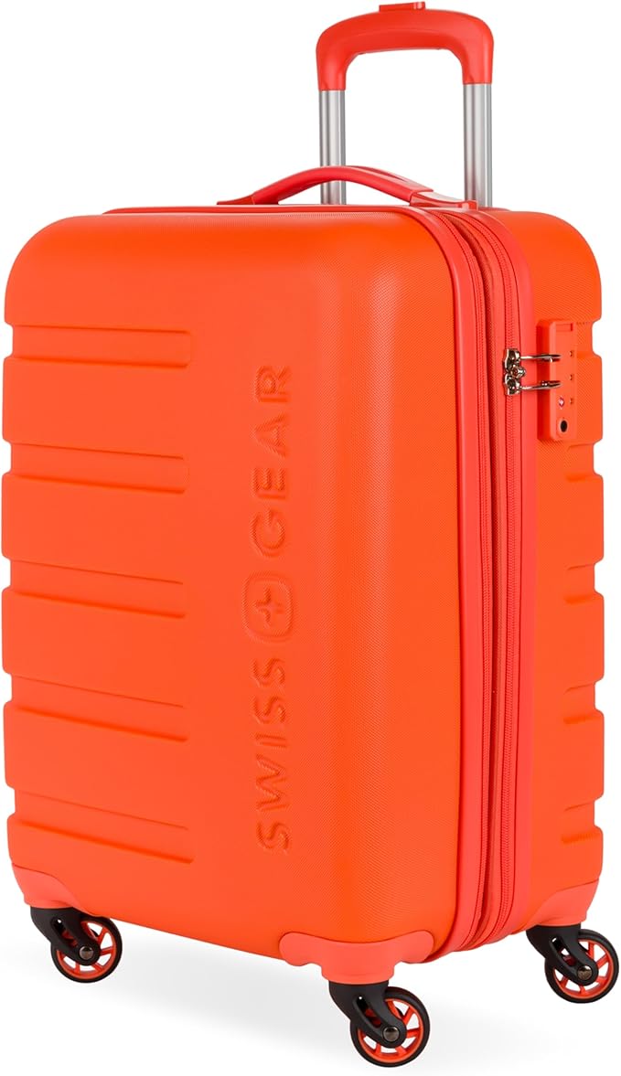 SwissGear 7366 Signature Hardside Expandable Luggage with Spinner Wheels, TSA Lock, Cup-Holder, Orange, Carry-On 19-Inch