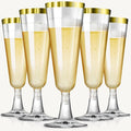 SUREHOME Champagne Flutes Plastic Champagne Glasses Disposable 100 Pack Gold Rim Mimosa Glasses Acrylic Wedding Toasting Cocktail Cups for Graduation Easter Birthday Party Supplies 2026 Decorations