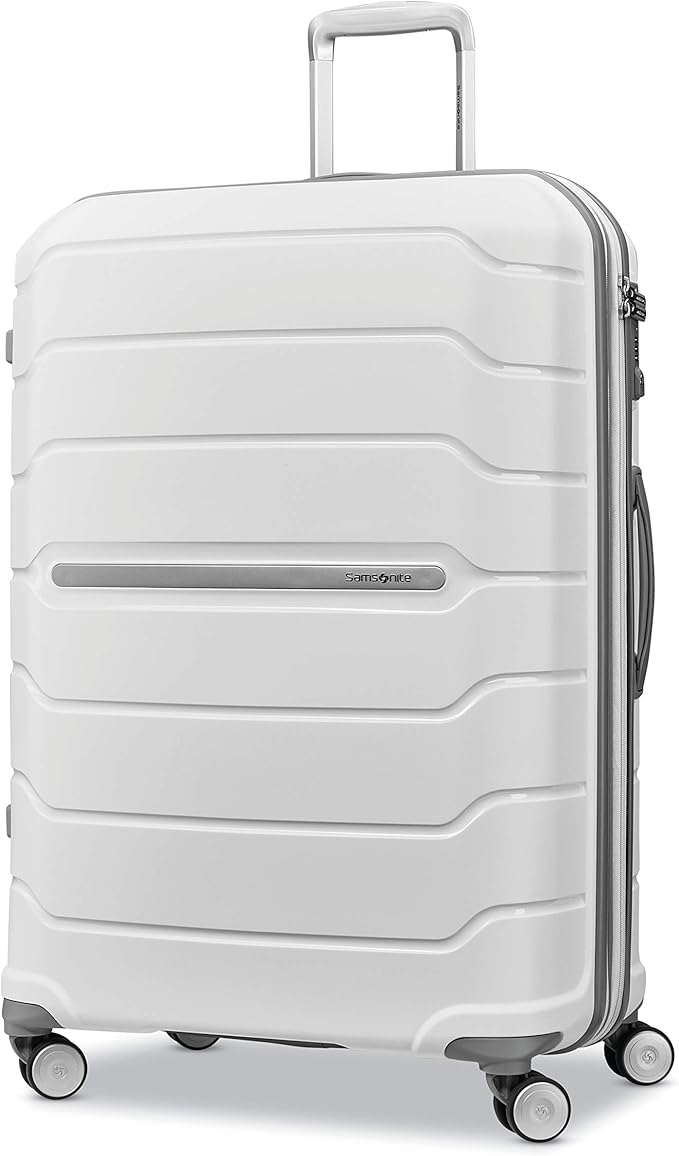 Samsonite Freeform 28-Inch Large Luggage with Dual 360° Spinner Wheels - Checked Suitcase - TSA Lock, Airline-Approved - Lightweight Durable Polypropylene Expandable Hardshell - White