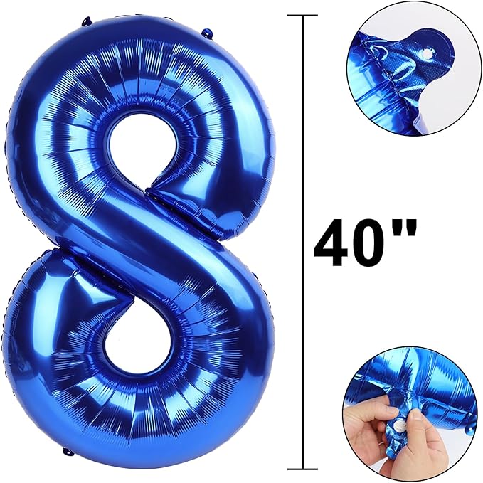 40 Inch Number 8 Balloon Jumbo Dark Blue Digit Foil Balloon for 18 28 38 80 Graduation Anniversary Party Supplies 88th Birthday Photo Booth Backdrop for Boys Girls
