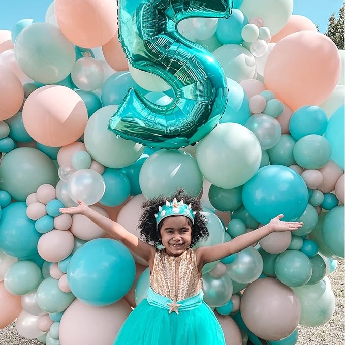 130pcs Teal Balloons Different Sizes 18" 12" 10" 5" Turquoise Blue Balloons for Boys Girls Baby Shower Wedding Anniversary Graduation Engagements Birthday Party Decorations