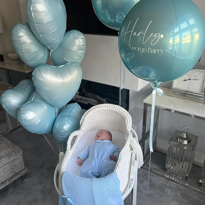 Baby Blue Heart Balloons,10Pcs Cream White Blue Foil Heart Shaped Balloons,18Inch Sand White Pastel Blue Helium Balloon for Valentines,Engagement,Birthday,Baby Shower,Wedding Party Decorations