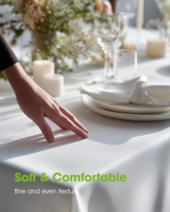 Pureegg Rectangle Table Cloth 60" x 84" – Durable Polyester Tablecloth Offers Reusable & Washable Protection, Ideal for Outdoor Party, Picnic, Wedding, Banquet and Birthday, 4 Pack, White