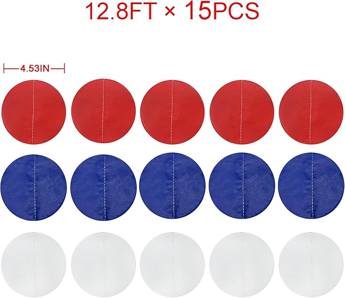 192Ft Royal Blue Red White Party Decorations Big Circle Dots Tissue Paper Backdrop Streamer Garland for 4th of July American USA National Day Patriotic Veterans Graduation Wedding Birthday Party