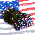 HOME LIGHTING 200 LED 66FT Fairy String Lights, July 4th Patriotic Light with 8 Lighting Modes, Mini Lights Plug in for Indoor Outdoor Independence Day Tree Holiday Party Decor, Red Blue & White