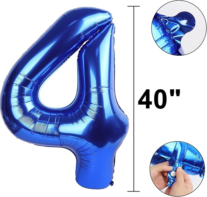 Navy Blue Number 4 Balloons 40 Inch Big Foil Number Balloons Giant Balloon 14th 24th for Boys Girls Baby Shower Anniversary Decorations, Photo Backdrop Props