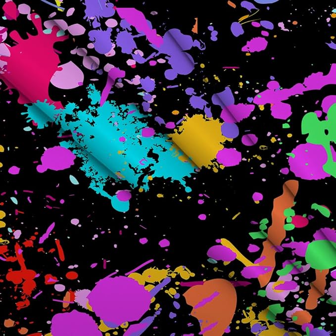8X6FT Neon Glow Birthday Party Photography Backdrop Colorful Graffiti Splatter in The Dark Happy Birthday Background Retro Let's Dance Sleppover Party Decor Photo Booth Props CEM123C