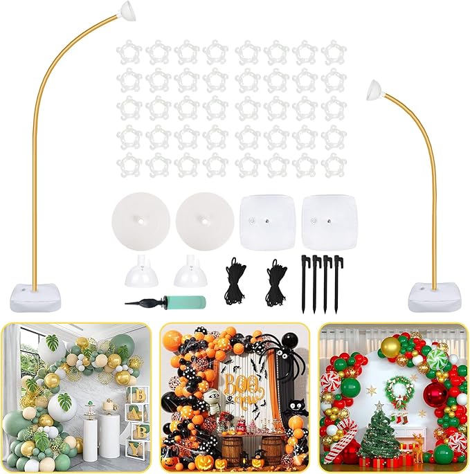 AerWo Balloon Arch Kit 9.35FT & 6FT, Free Bending Half Balloon Arch Stand with Base, Floor Gold Balloon Arch Frame Backdrop for Wedding Birthday Party Baby Shower Yard Lawn Home Christmas Decorations