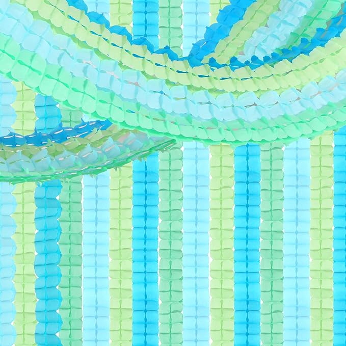 Blue-Green Party-Decorations Streamers Garland - 157Ft Four-Leaf Clover Hanging Banner, Jungle Theme Party Supplies Spring Summer Birthday Baby Bridal Shower Decor Hugtmr