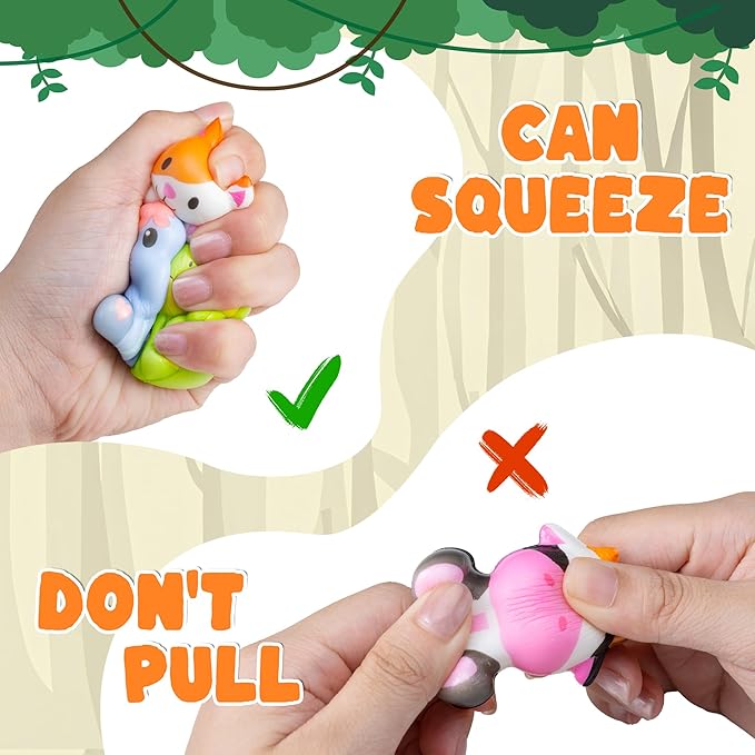 Party Favors for Kids 24PCS Safari Animal Squishy Toys,Goodie Bag Stuffers, Pinata Stuffers,Birthday Gifts for Boys & Girls,Treasure Chest Prizes,Classroom Prizes for Kids(