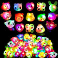 SOFLIY 63 Pcs LED Light Up Ring - Colorful Flashing Bumpy Rings Finger Toys Novelty Glow in the Dark Soft Jelly Blinking Rings Party Favors for Adults Kids Bachelorette Party Halloween Concert Gifts