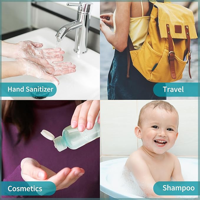 LISAPACK 3.4 oz Travel Bottles for Toiletries, Plastic Travel Size Containers for Shampoo Conditioner TSA Approved, Empty Small Squeeze for Lotion, Leak Proof Mini Liquid Tube Refillable Light Green