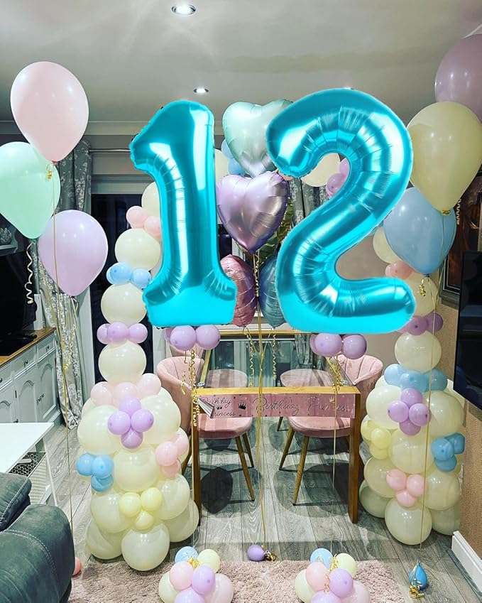 40 Inch Number 8 Balloon, Pearl Blue 8 18 28 80 Birthday Balloons for Men Boys, 8th Birthday Decorations Party Supplies, Wedding, Graduations