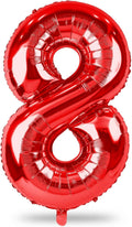 Red Foil Balloon Number 8 for Boys, 40'' Giant Self Inflating Number Balloons Set 0-9, Large Number 8 Helium Balloon for Girls Women 8th Birthday Graduation Anniversary Party Decorations Supplies