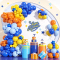Navy Blue and Orange Garland Arch Kit, Orange and Yellow Balloons Light Baby Royal Blue with Foil Star Balloon for Kids Boys Baby Shower Birthday Graduation Gun Theme Party Decorations Supplies