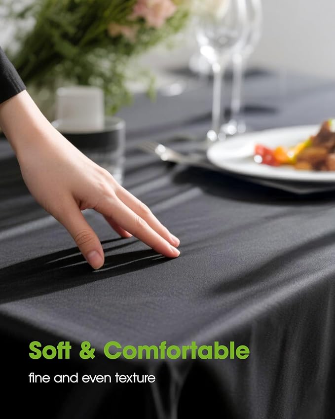 Pureegg Rectangle Table Cloth 60" x 84" – Durable Polyester Tablecloth Offers Reusable & Washable Protection, Ideal for Outdoor Party, Picnic, Wedding, Banquet and Birthday, 4 Pack, Black