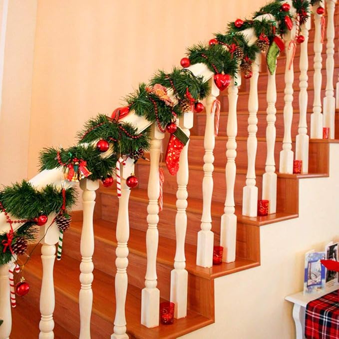 DearHouse 16.4 Foot Christmas Garland, Artificial Pine Garland Holiday Decor for Outdoor or Indoor Home Garden Artificial Green Greenery, or Fireplaces Holiday Party Decorations