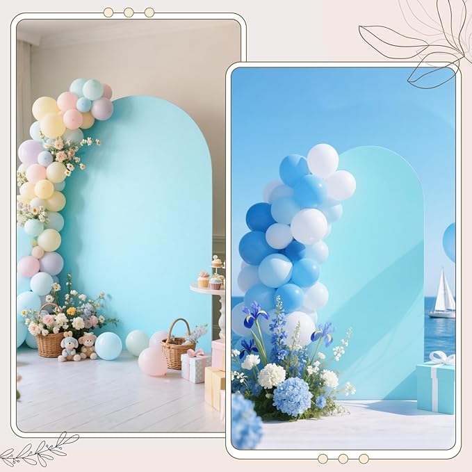 Ledido Wedding Arch Backdrop Cover 7.2FT Arch Covers Fitted Stretchy Spandex Round Top Stand Backdrop Cover for Wedding Banquet Ceremony Birthday Party Baby Shower Event Decoration,Light Blue