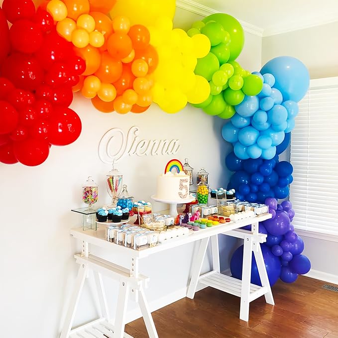 134pcs Rainbow Balloon Arch Kit Different Sizes 18" 12" 10" 5" Assorted Color Latex Balloon Garland Arch Kit for Birthday Baby Shower Graduation Wedding Gender Reveal Party Decorations