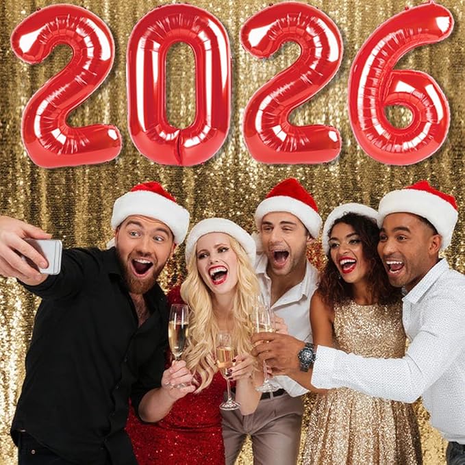 New Years Eve Decorations Number Balloons, 40 Inch Balloon, 2026 Decorations New Years, Red Balloons for New Year Eve Party Supplies 2026, Graduation Decoration, 2 6 20 26 Birthday Parties