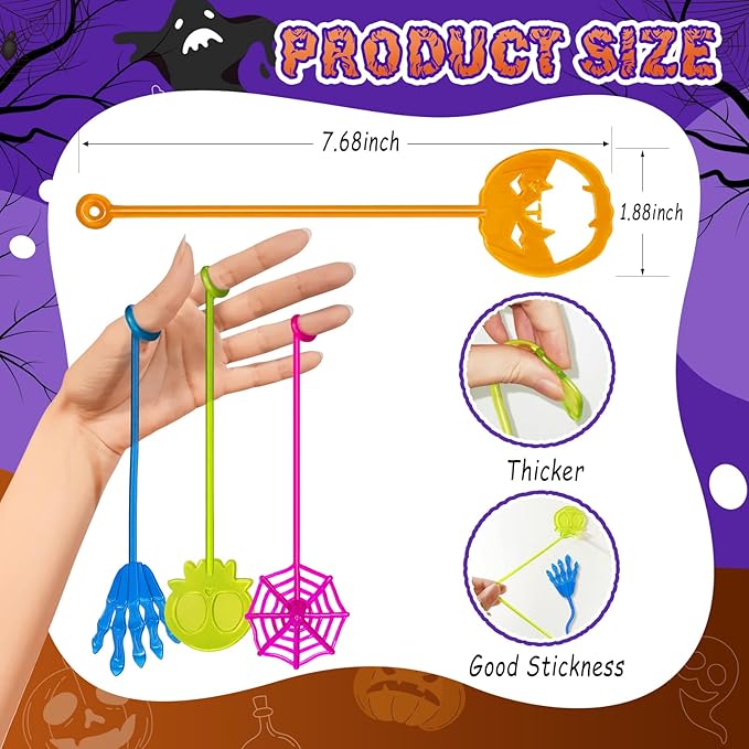 Halloween Sticky Hands Bulk 42PCS Halloween Party Favors for Kids Stretchy Sticky Hand Toy Halloween Goodie Bag Stuffers Fillers Trick or Treat Halloween Party Supplies Toys Classroom Prizes for Kids