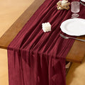 Socomi 3pcs Burgundy Gauze Cheesecloth Table Runner 120 Inch Rustic Boho Cheese Cloth Runner for Wedding Party Baby Bridal Shower Centerpiece Decoration Holiday Home Decorations