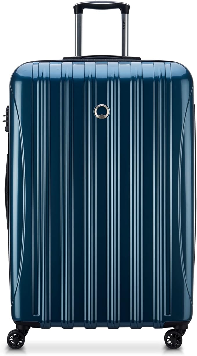 DELSEY PARIS Helium Aero Hardside Expandable Luggage with Spinner Wheels, Teal, Checked-Large 28 Inch