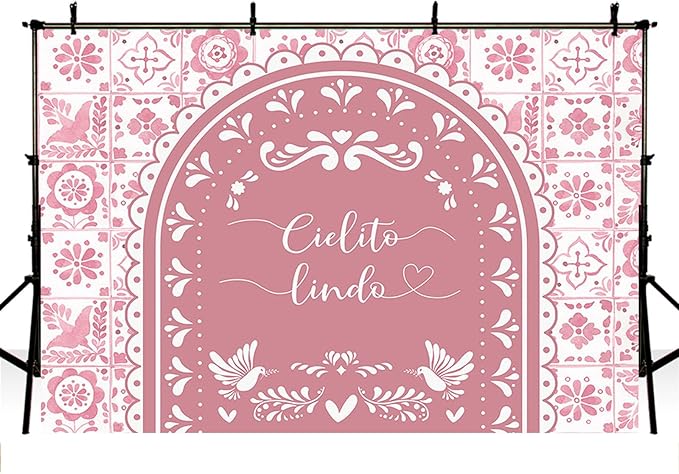 MEHOFOND 8x6ft Cielito Lindo Baby Shower Backdrop Pink Arch Cielito Lindo Baby Shower Party Decorations Banner for Girl Mexican Wedding Birthday Fiesta Party Decor Photography Background Supplies