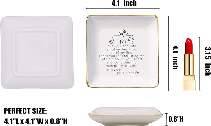 Topthink Gift For Mother of The Groom From Bride - Thank You For Raising The Man Of My Dreams – Ceramic Jewelry Holder Ring Dish Trinket Tray – Wedding Gifts - Bridal Shower Gifts